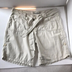Beige Cream Bermuda casual shorts sporty  athletic hiking tie waist size 14